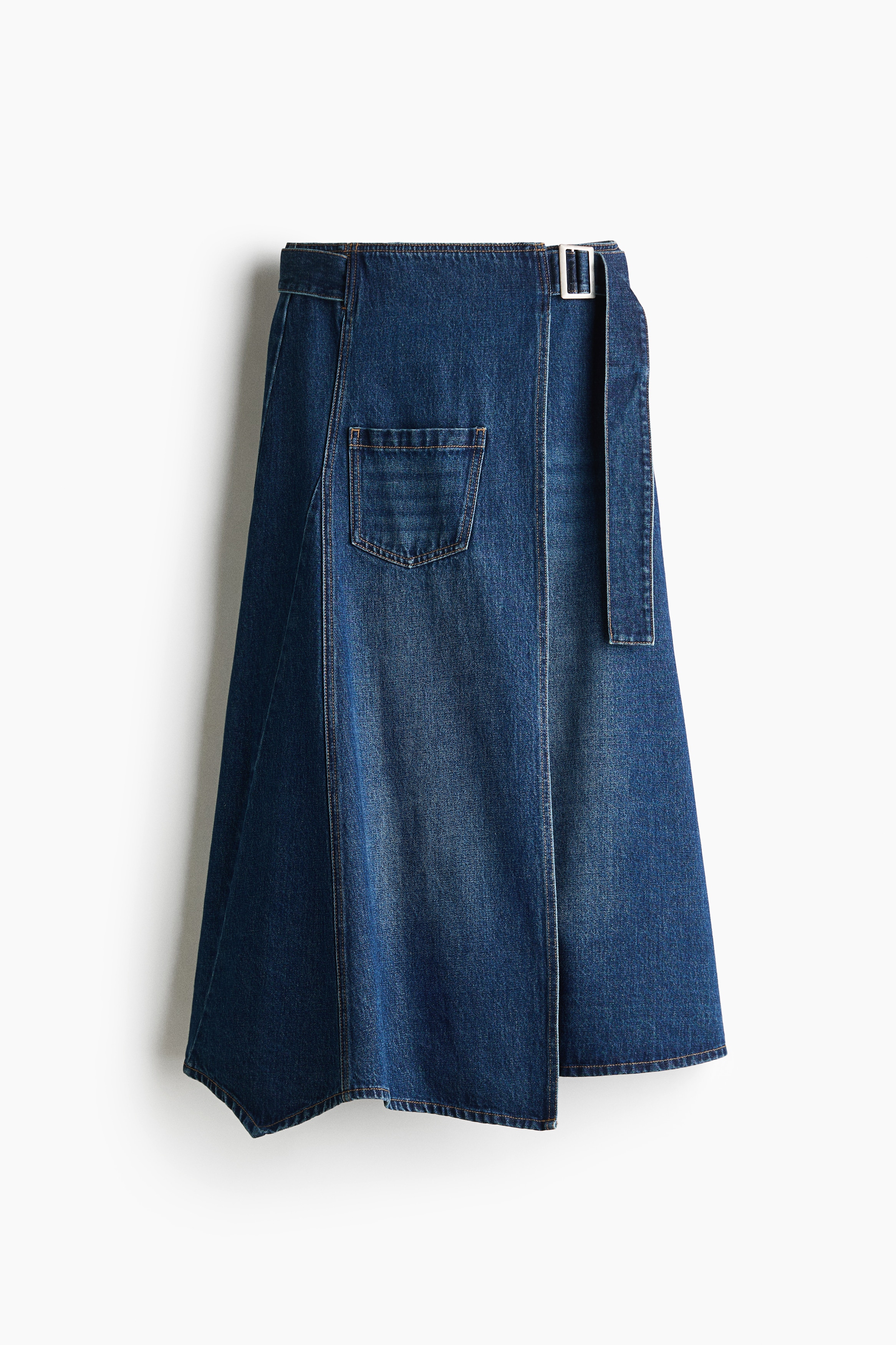 Belt-detail denim skirt - Denim blue