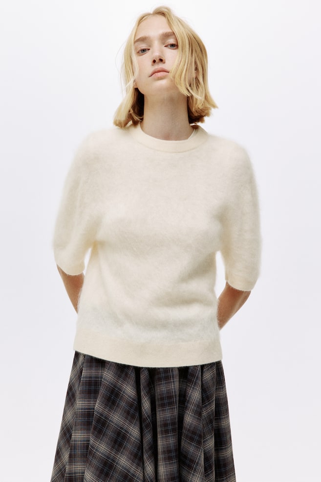 Top en cachemire brossé - Crème/Gris foncé/Gris chiné - 2