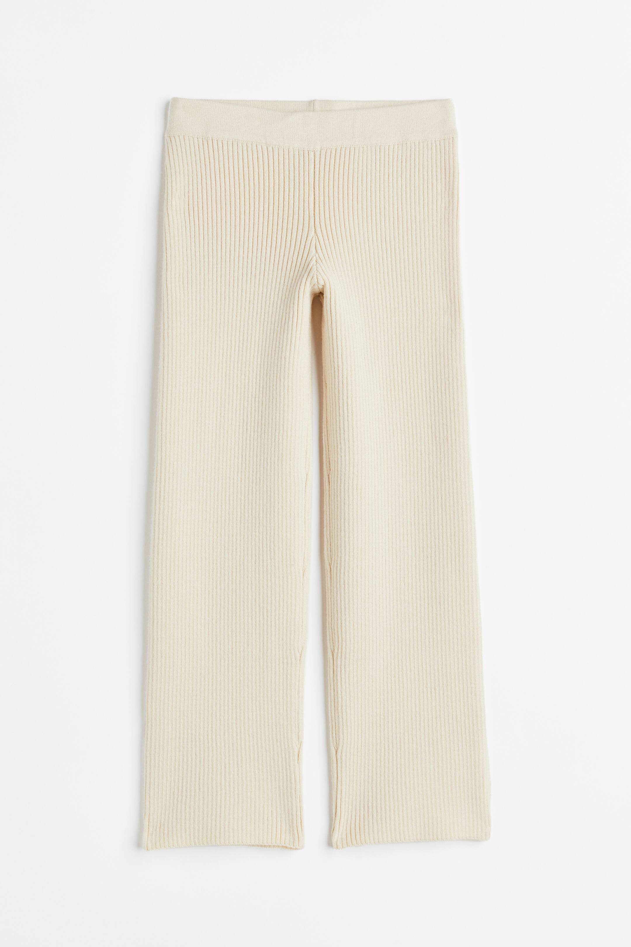 View larger image: Rib-knit leggings - Light beige - Kids | H&M 1