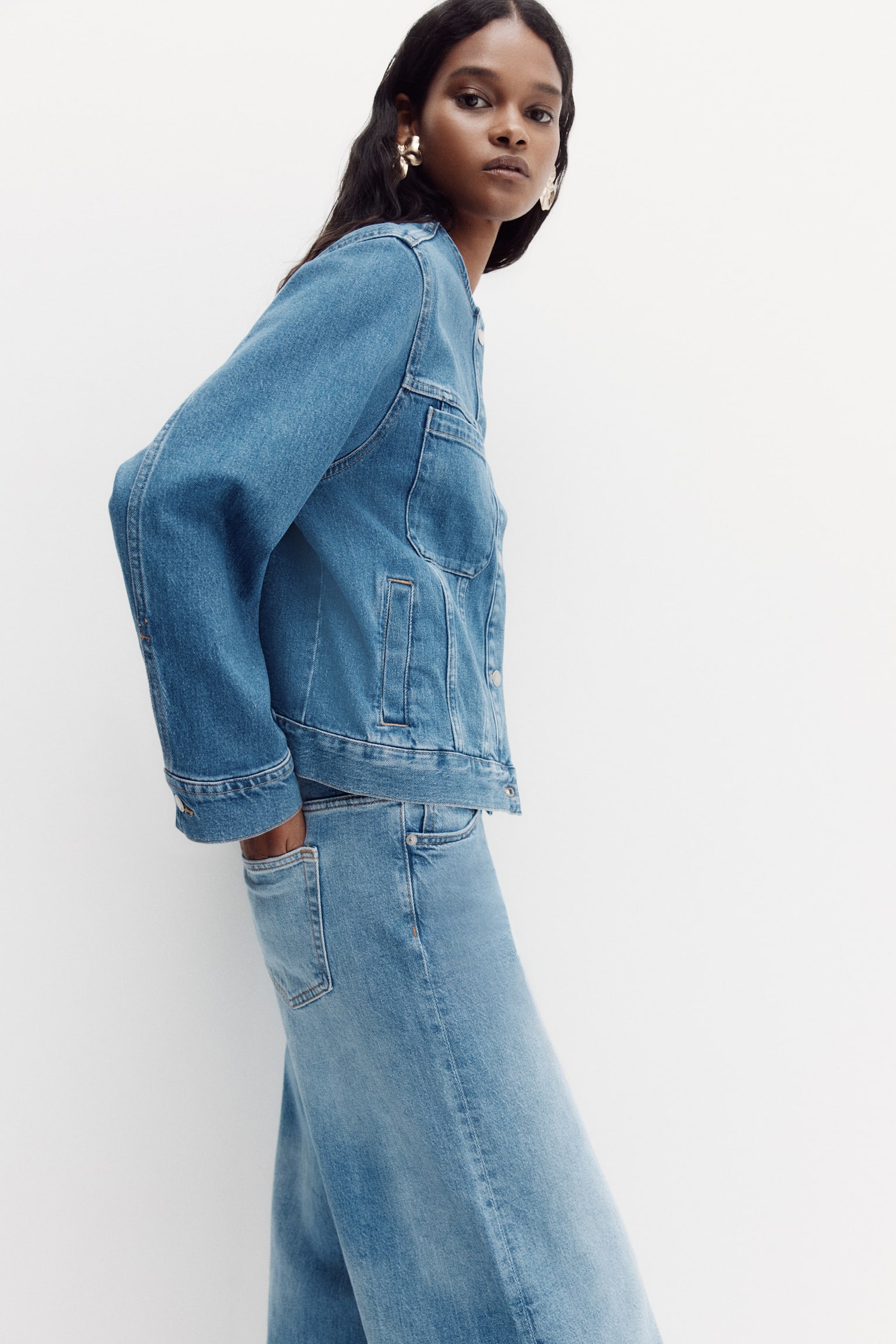 Collarless trucker jacket - Denim blue - 6