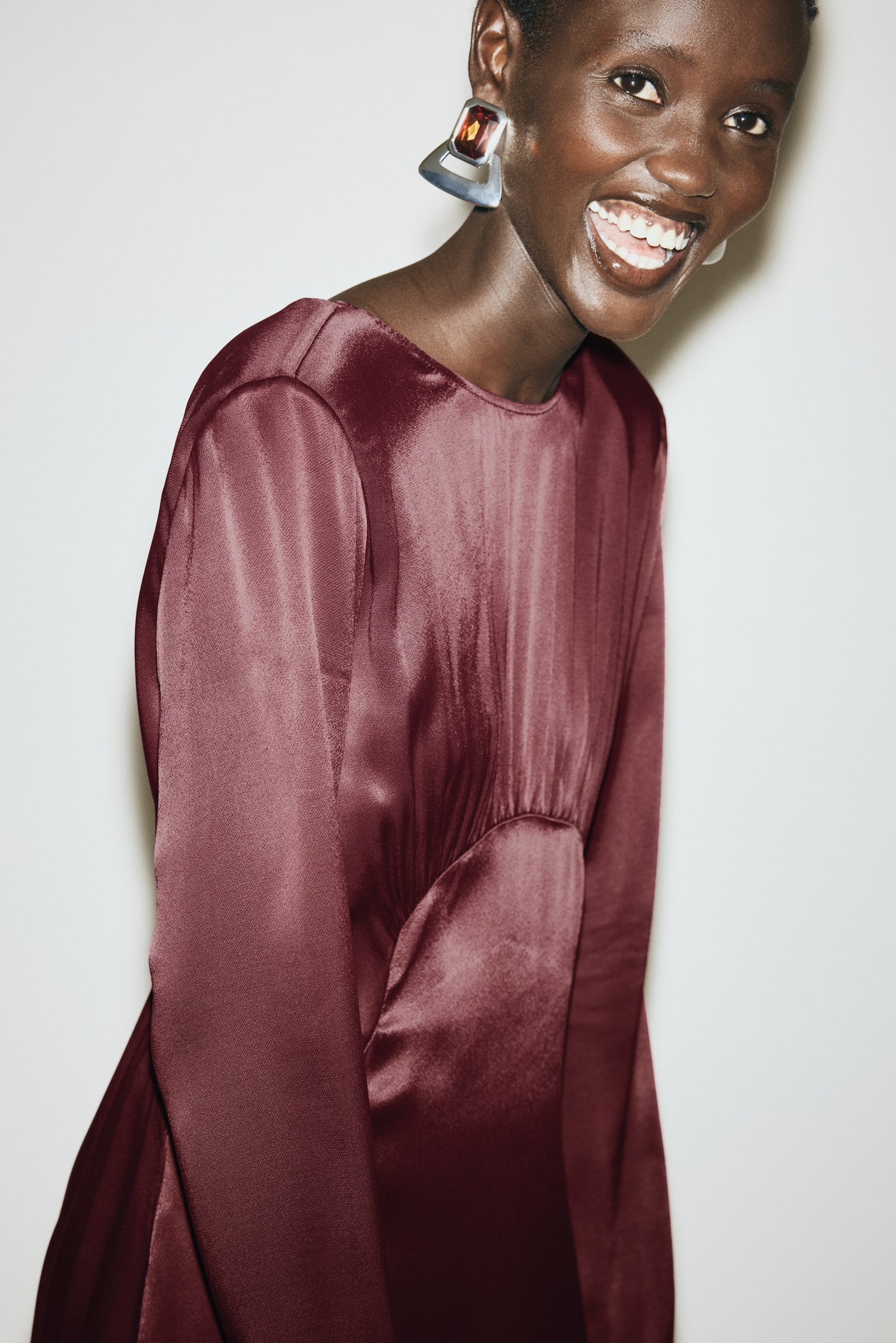 Low-back dress - Burgundy - 4