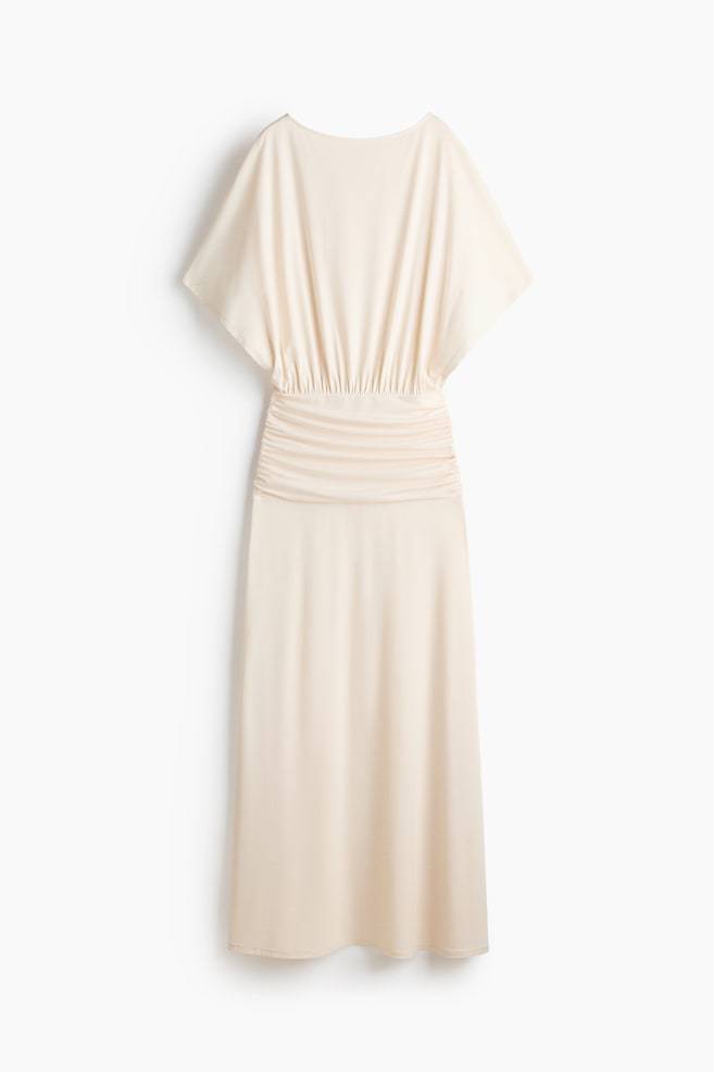 Draped Maxi Dress - Light beige/Dark gray/Light yellow - 1