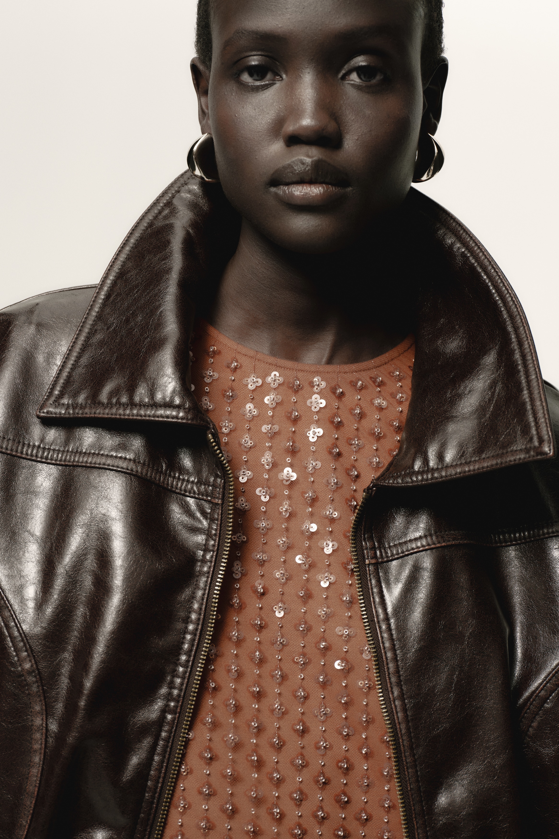 Women's Brown Sequined Mesh Dress | H&M US