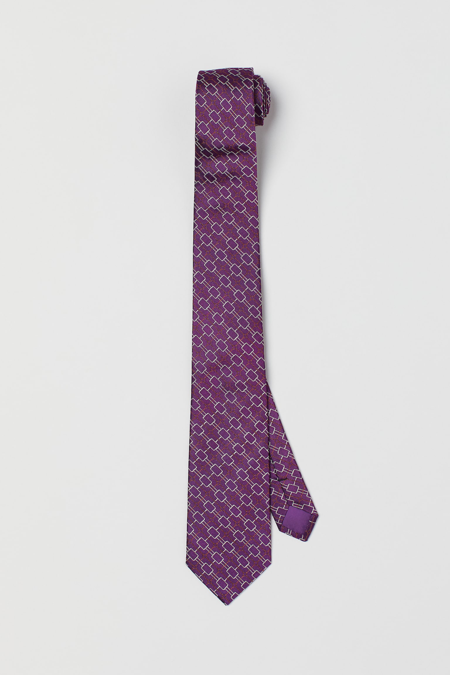 Mulberry silk tie - Purple/Patterned - 1