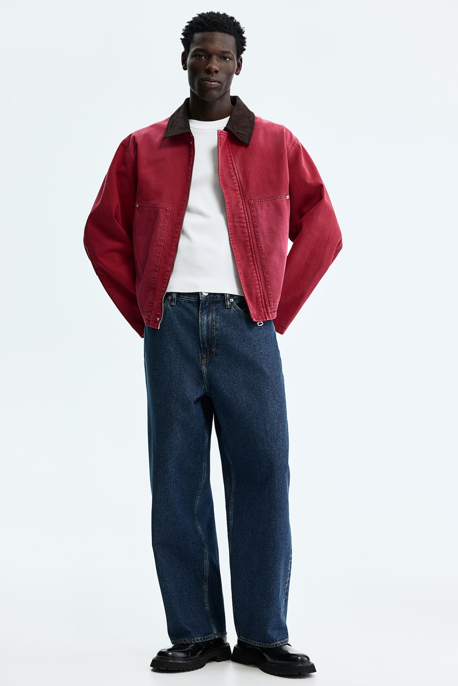 Áo khoác ngắn kiểu bảo hộ lao động - Màu đỏ/Khối màu - 3