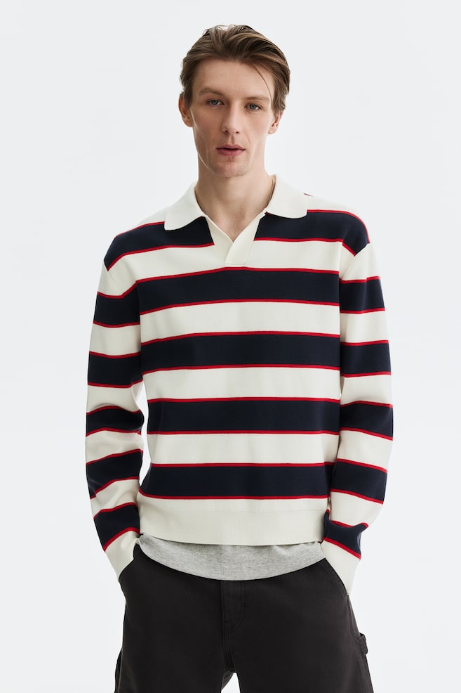 Relaxed-Fit Polo Shirt - Navy blue/striped/Black/striped - 2
