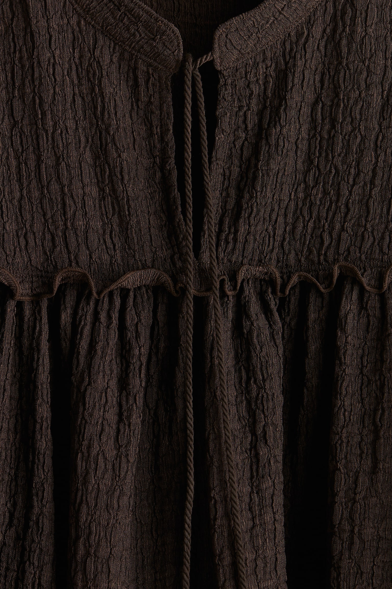 Blusa en punto corrugado - Café oscuro/Azul paloma/Crema - 4