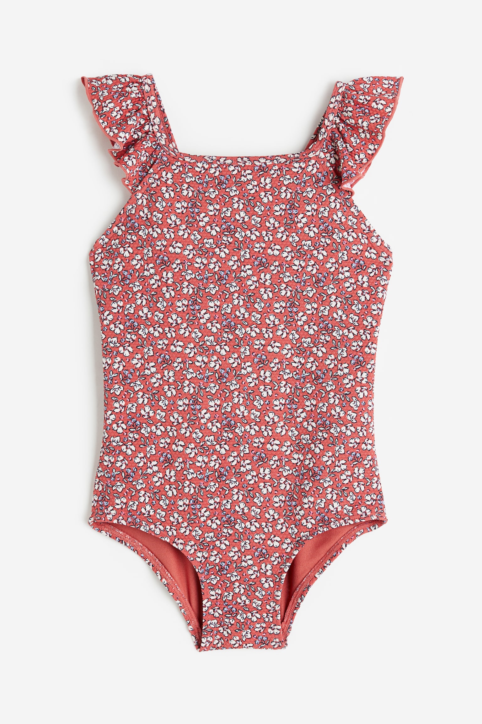 Flounce Swimsuit - Red/Floral - 1