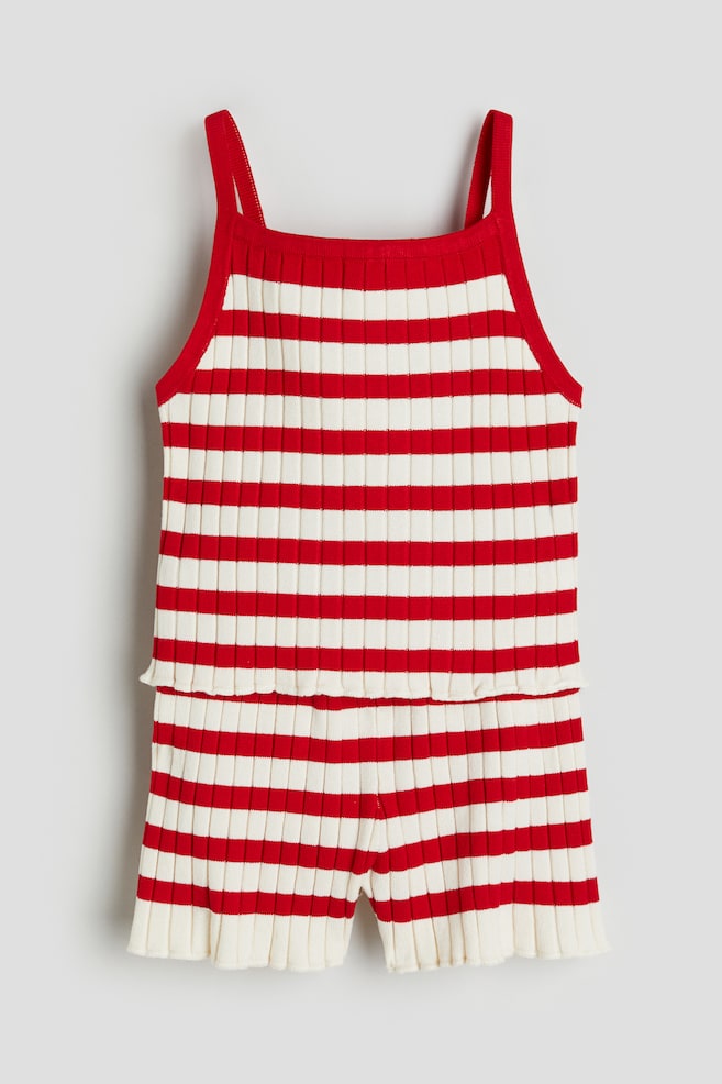 2-piece rib-knit set - Red/Striped - 1