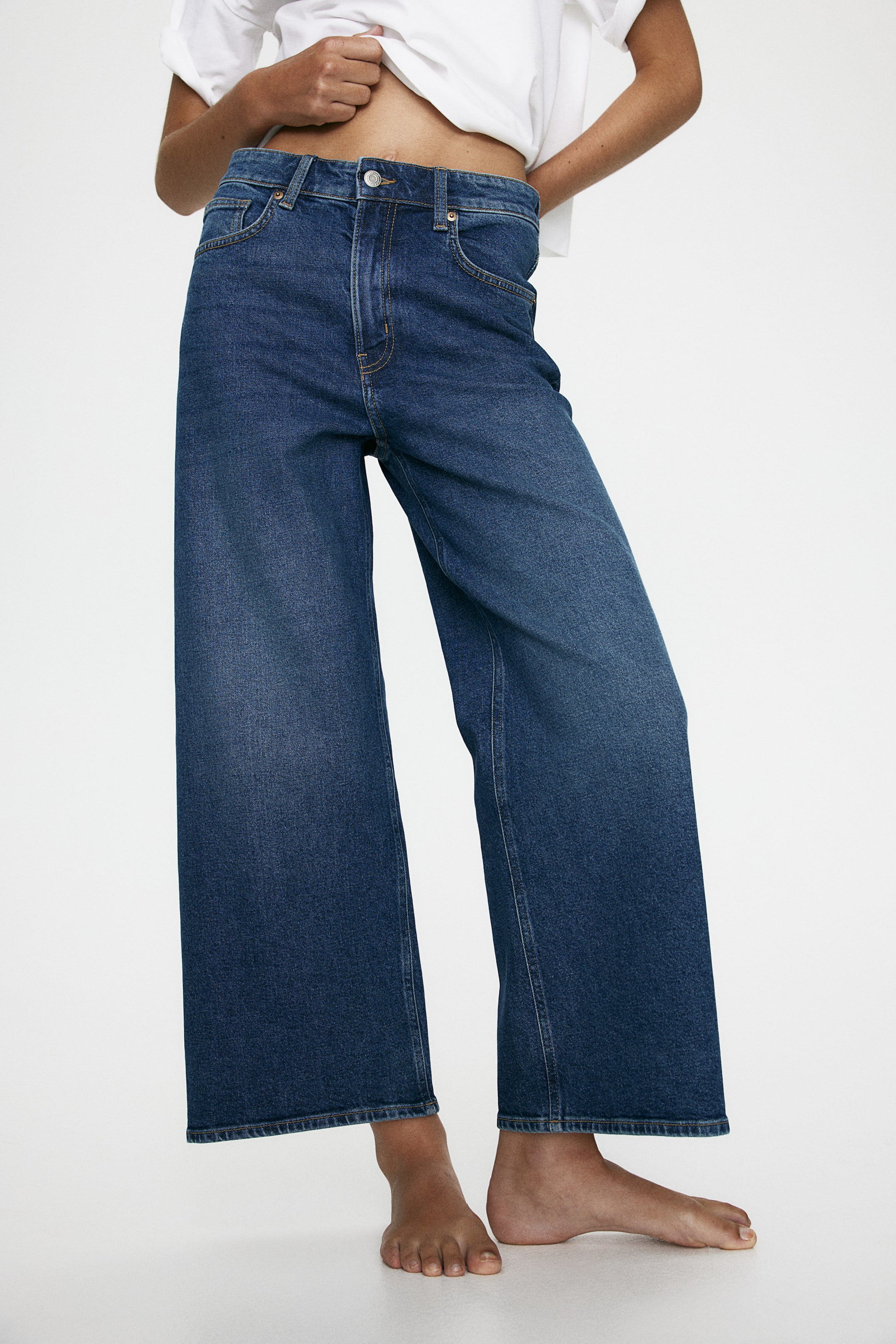 Wide jeans - Dark denim blue - Ladies | H&M GB 2