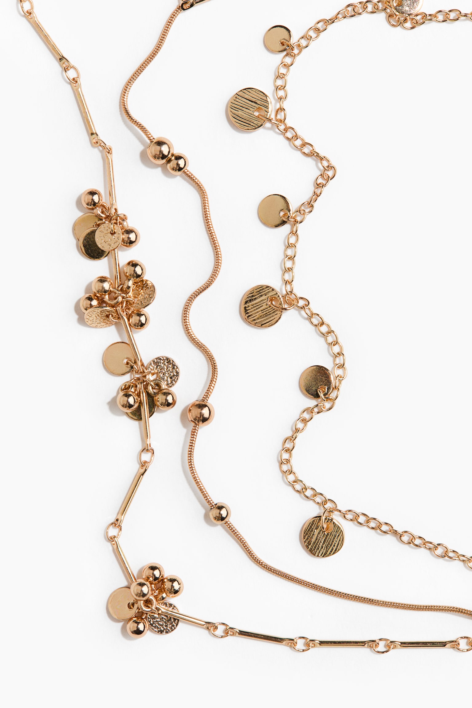 Three-strand necklace-Gold-coloured - 3