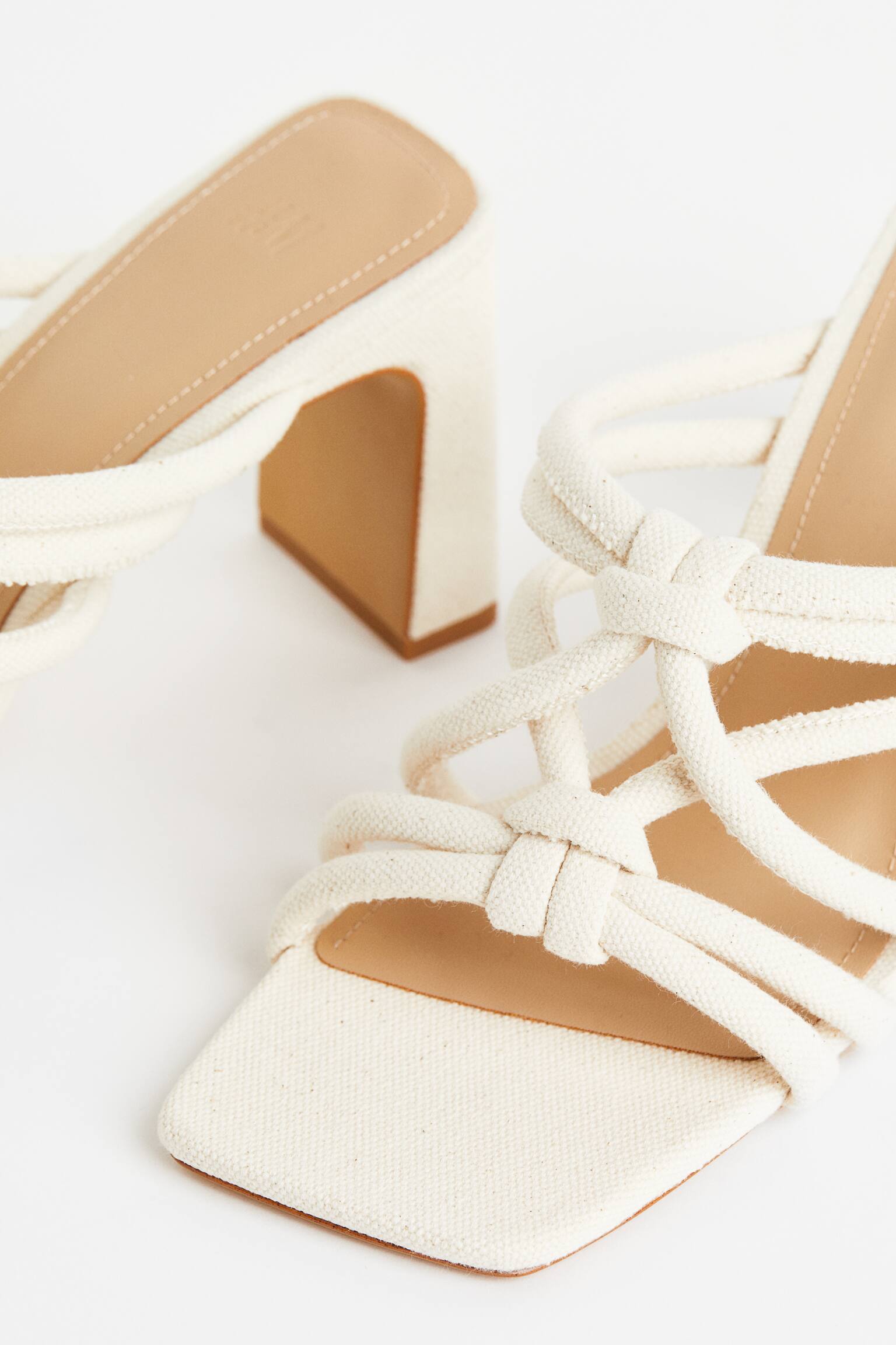 Square Toe Mules - White - 2