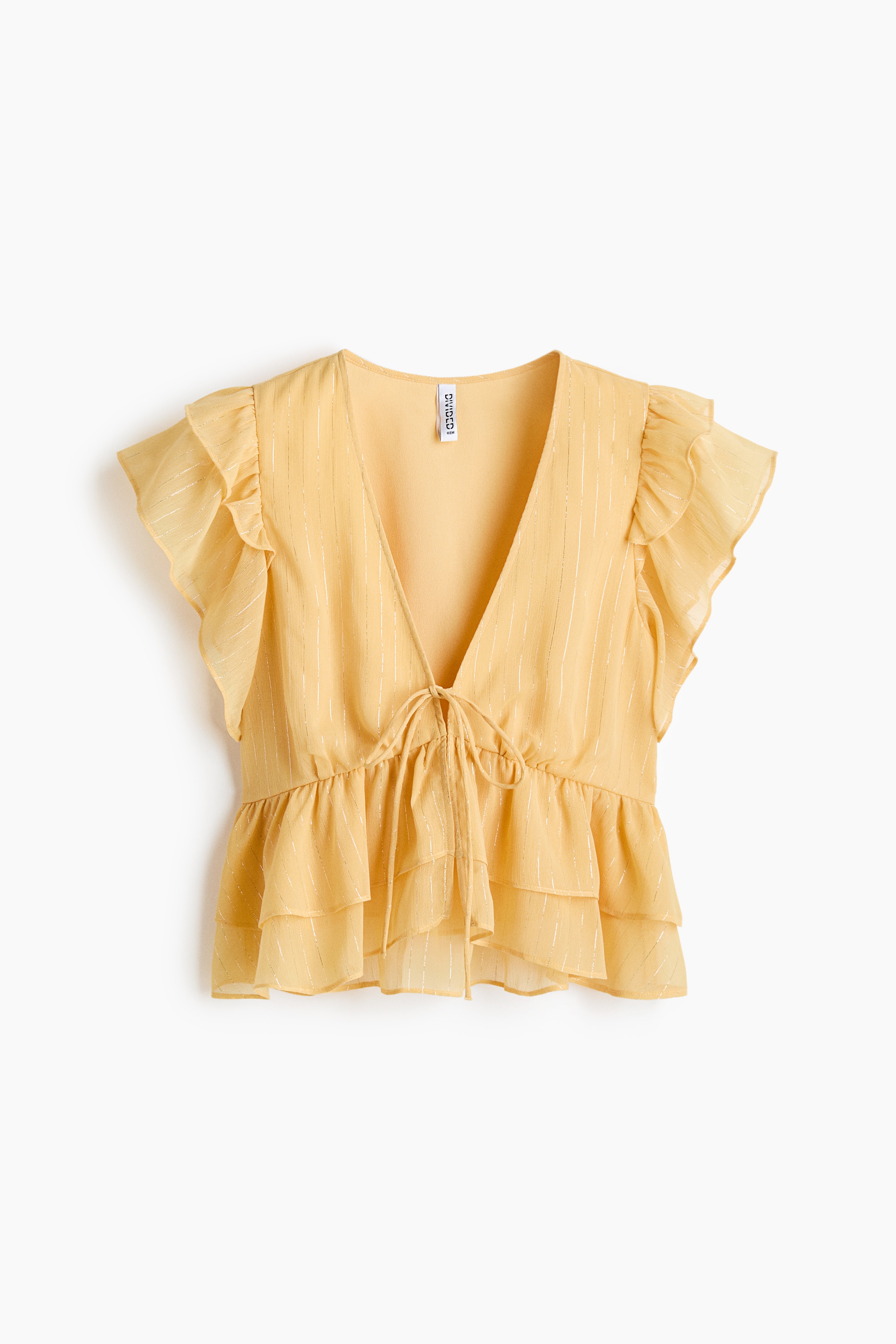 Frill-trimmed chiffon top - Yellow/Glittery/Cream/Paisley pattern/Burgundy