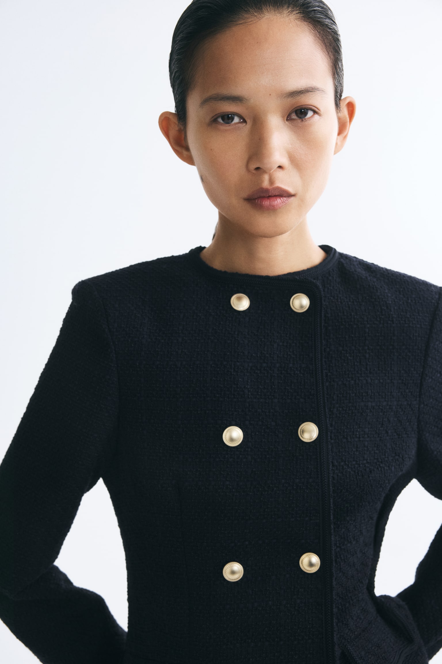 Женское платье H&M Bouclé-Weave Jacket, цвет: Тёмно-синий — фото 3