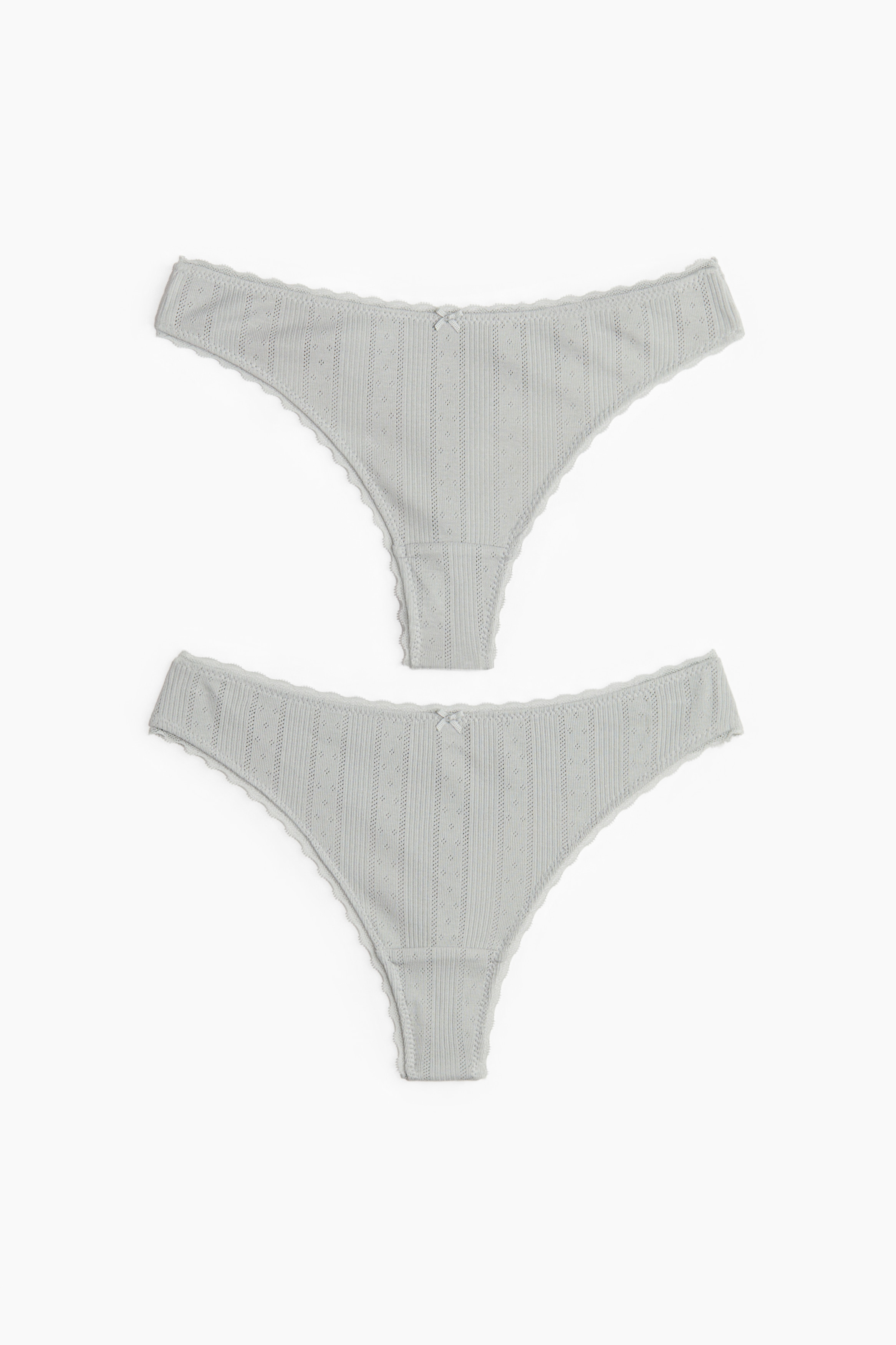 2-pack Panties thong pointelle - Turquesa claro/Amarillo pálido/Crema/Floreado