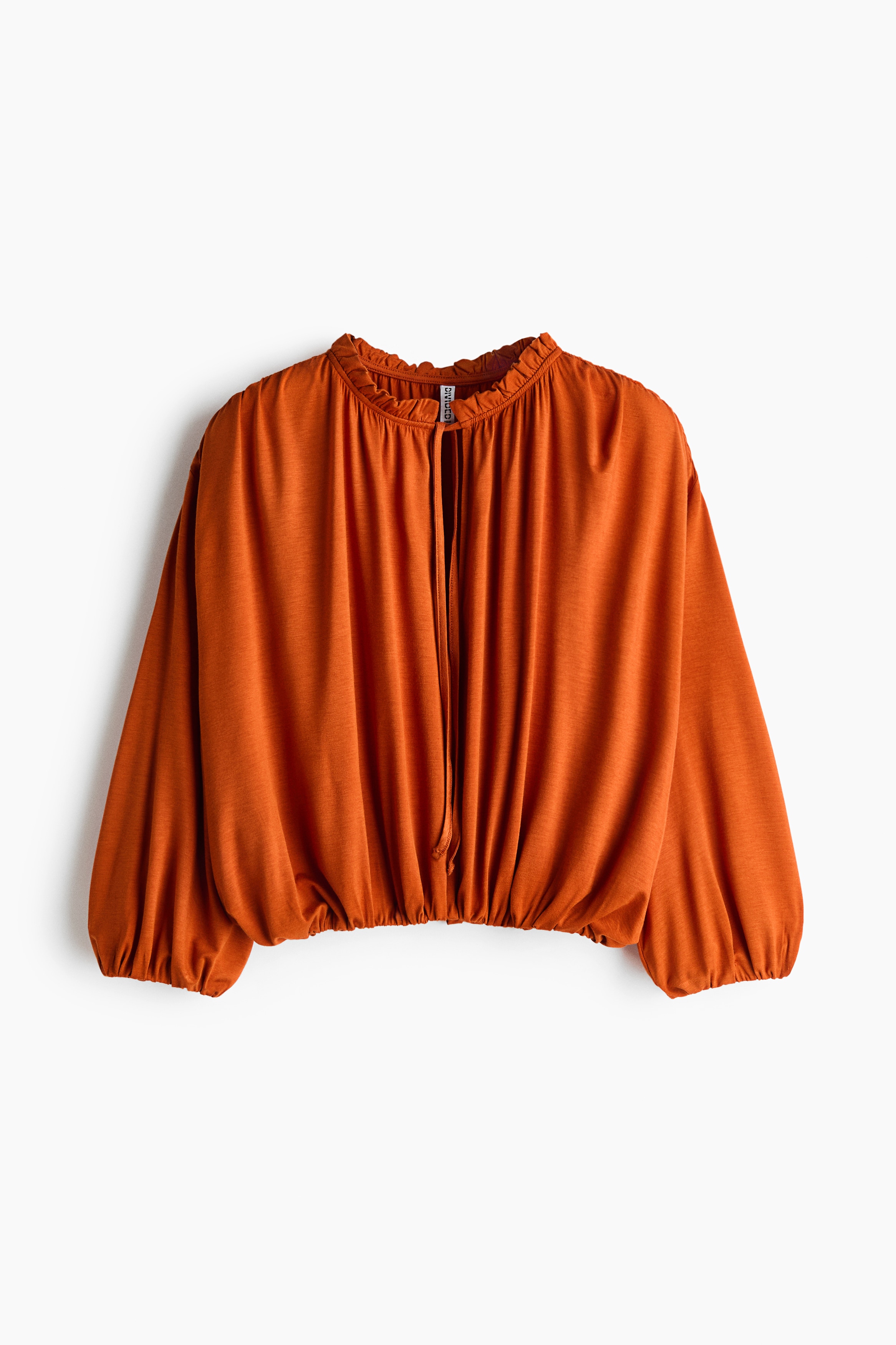 Gathered Viscose Top - Dark orange/Dark brown