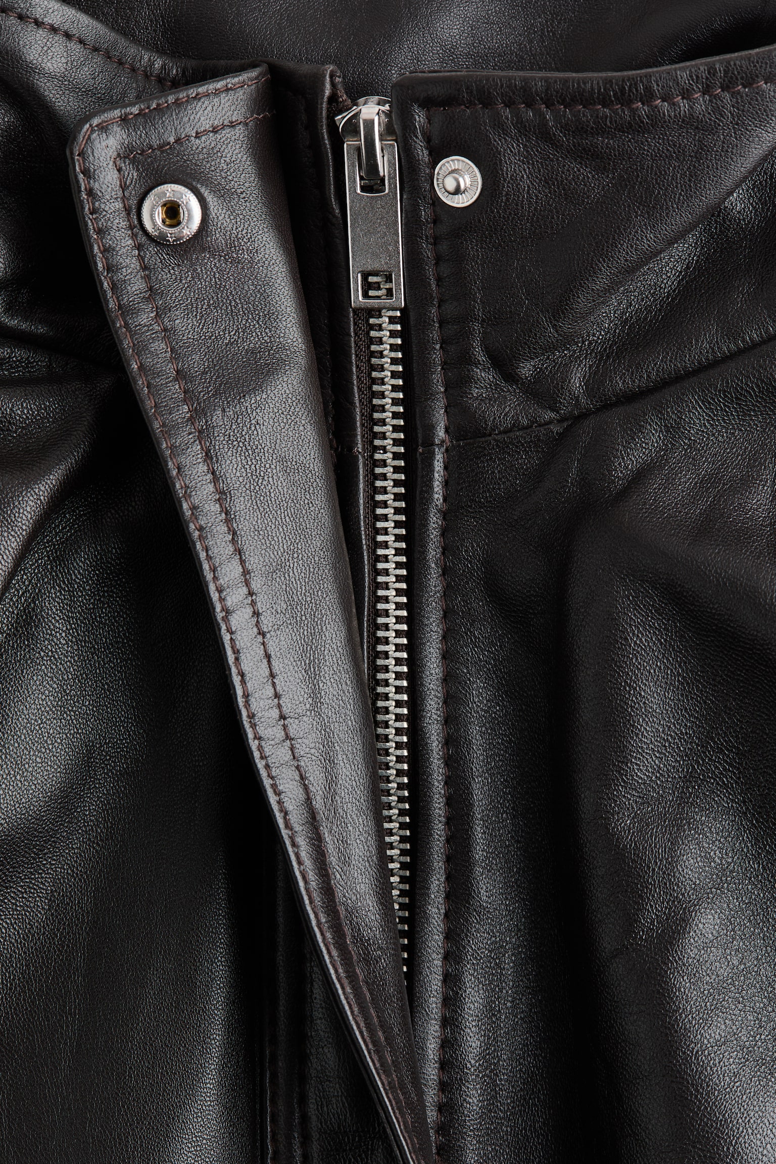 Oversized leather jacket - Dark brown - 5