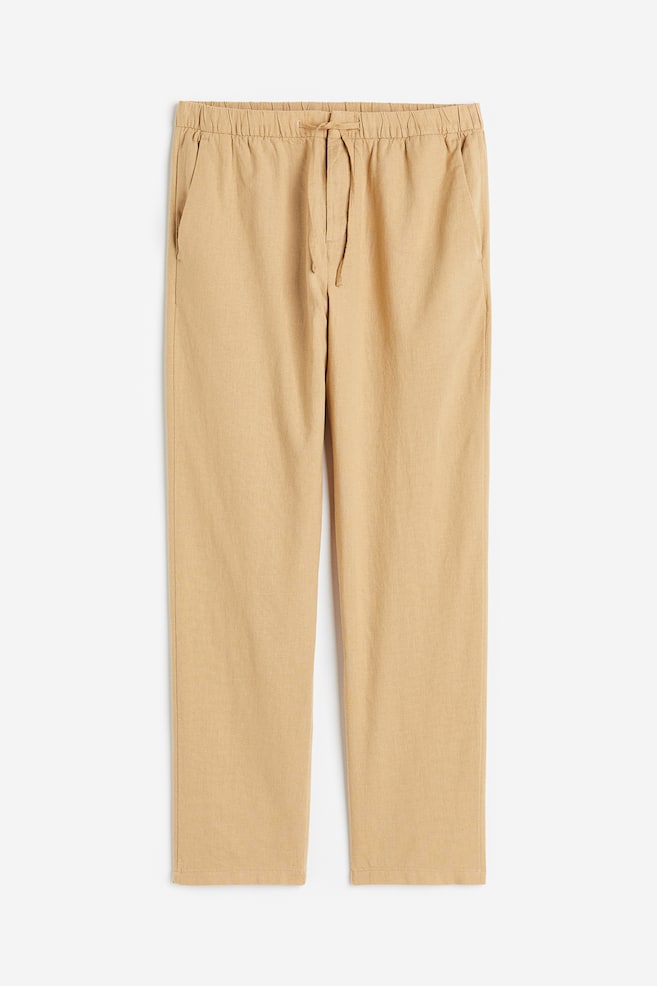 Regular Fit Linen-blend trousers - Beige/Cream/Black/Light beige/Striped/dc/dc/dc/dc - 2
