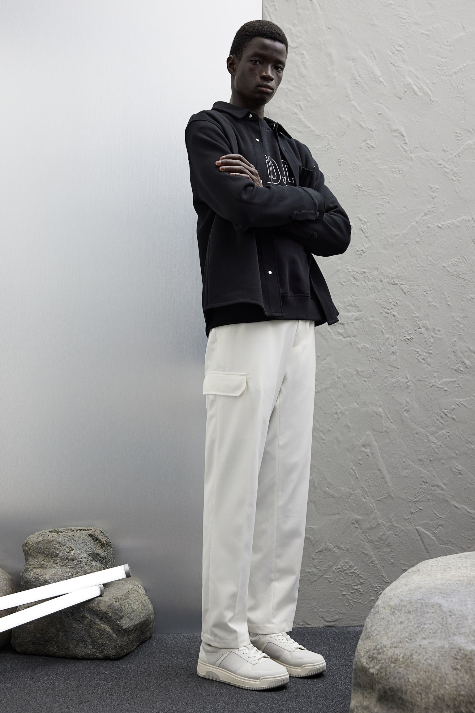 Regular Fit Cargo trousers - White/Black - 4