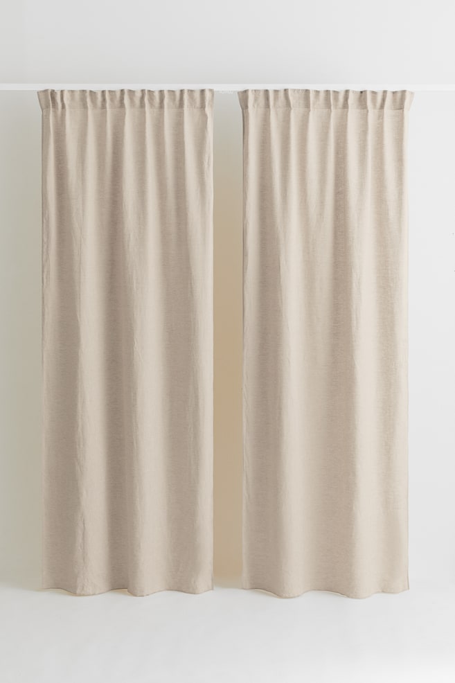 2-pack multiway linen curtains - Light beige/Grey/White/Greige - 2