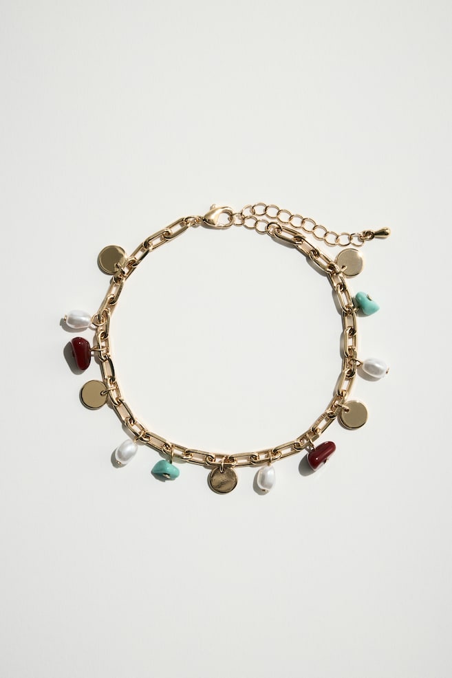 Charm anklet - Gold-coloured/Turquoise - 2