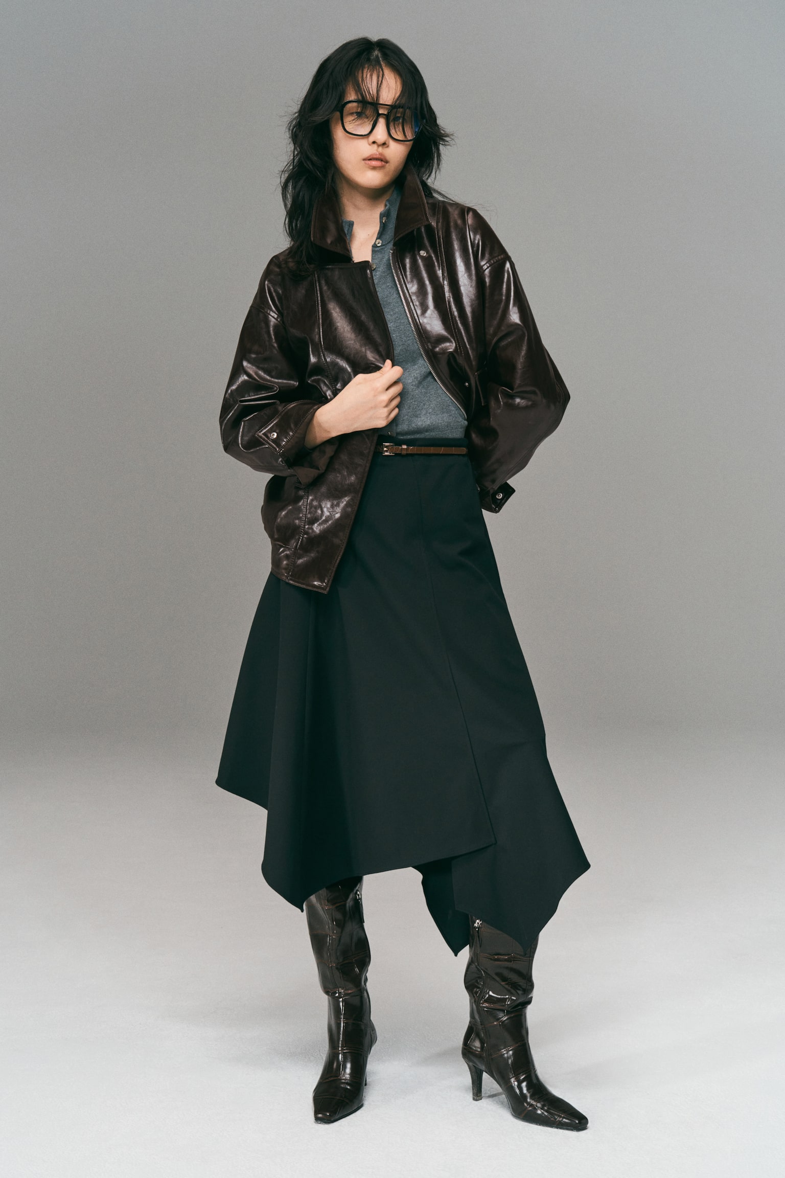 コーティングバイカージャケット - ダークブラウン - 6