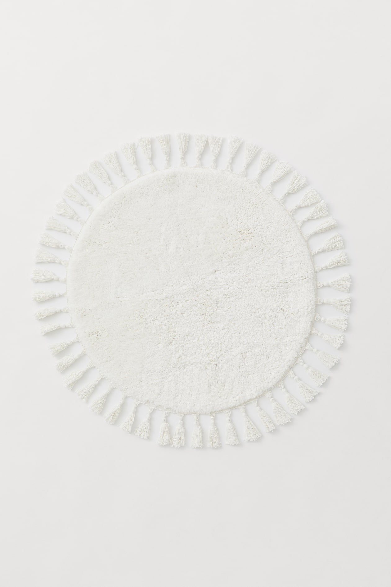 Round Tasseled Bath Mat White Home All H&M US