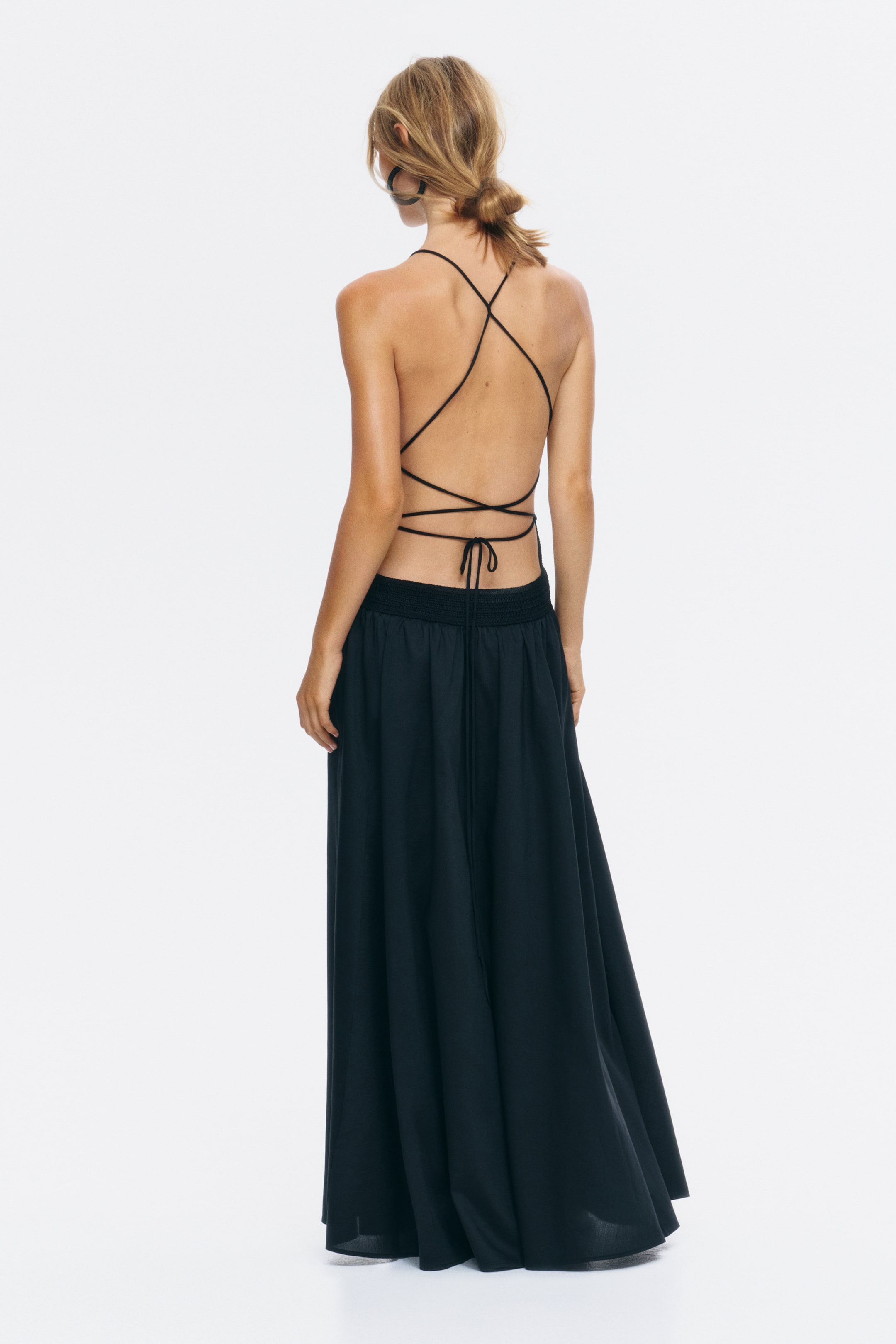Crochet-Look Open-Back Dress