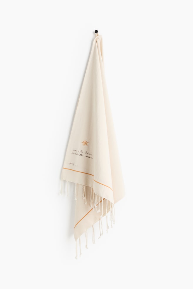 Embroidery-detail beach towel - Beige clair/soleil - 1