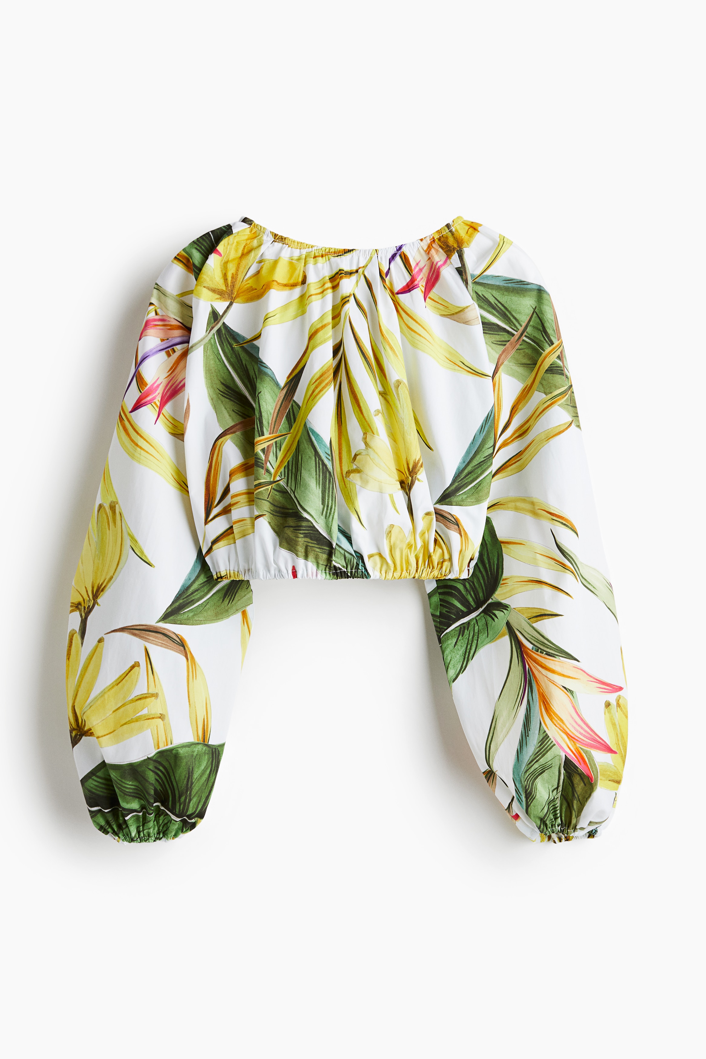 Camicetta corta in popeline - Bianco/fiori