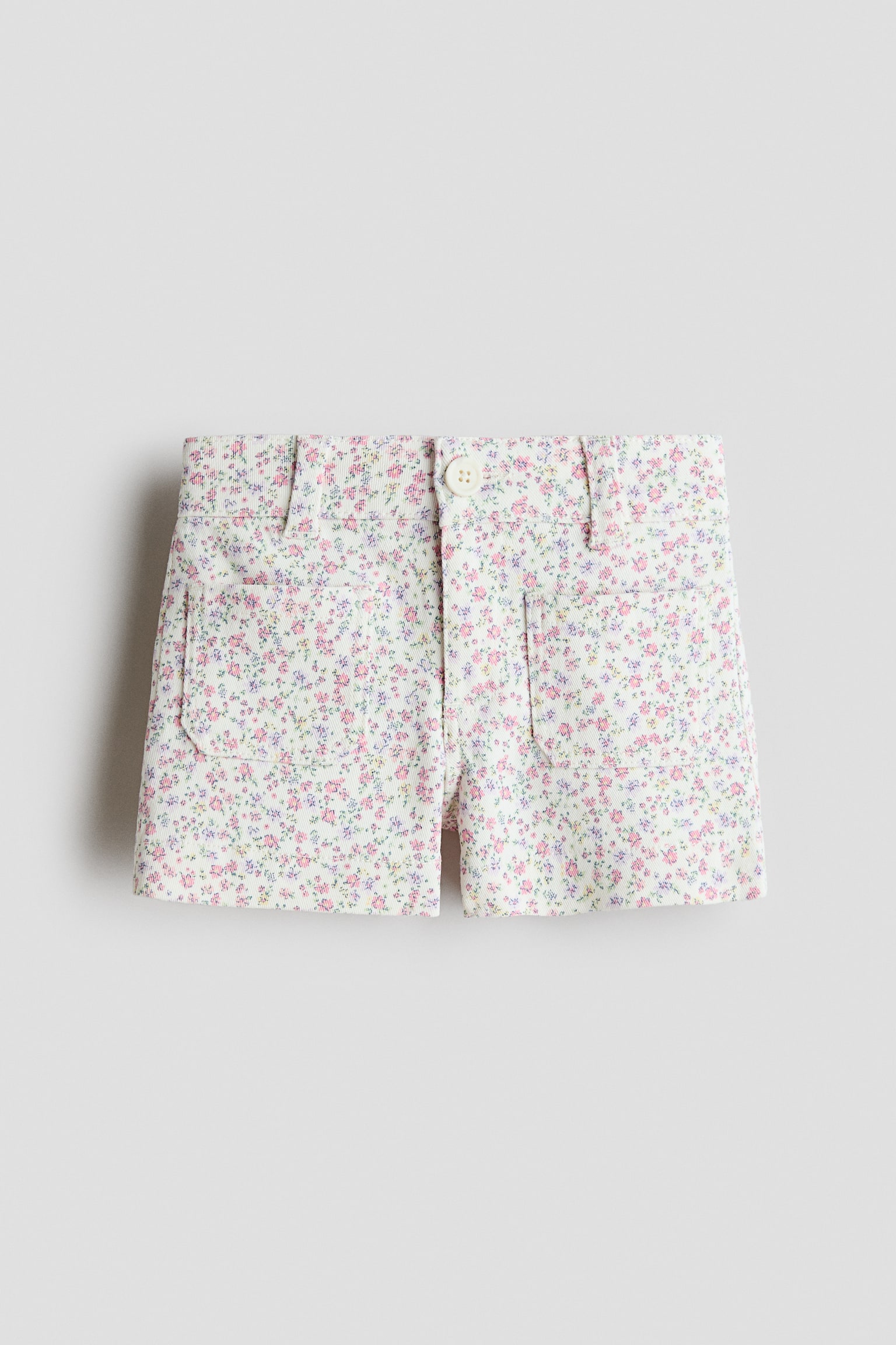 Twillshorts - Weiß/Geblümt/Hellrosa/Helles Denimblau