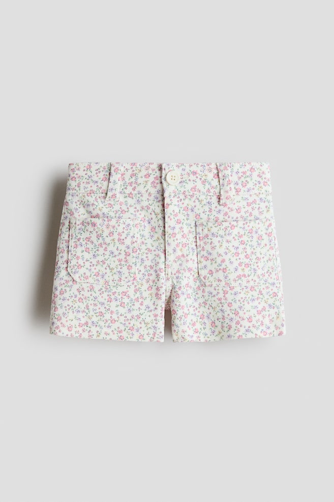 Twill shorts - White/Floral/Light denim blue/Light pink - 1