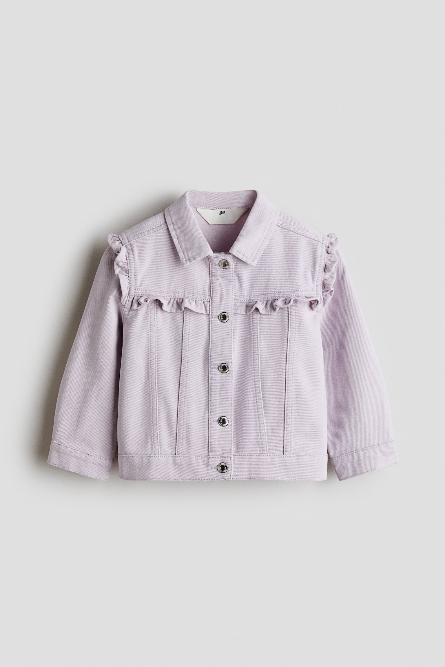 Ruffle-Trimmed Twill Jacket - Lilac/Cream