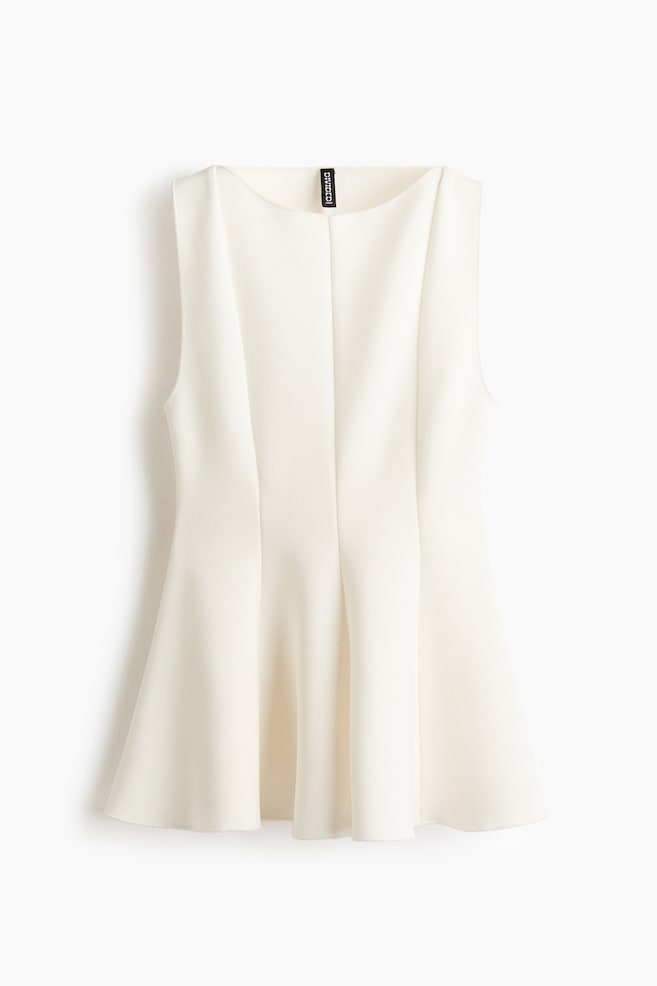 Sleeveless Peplum Top - White - 1