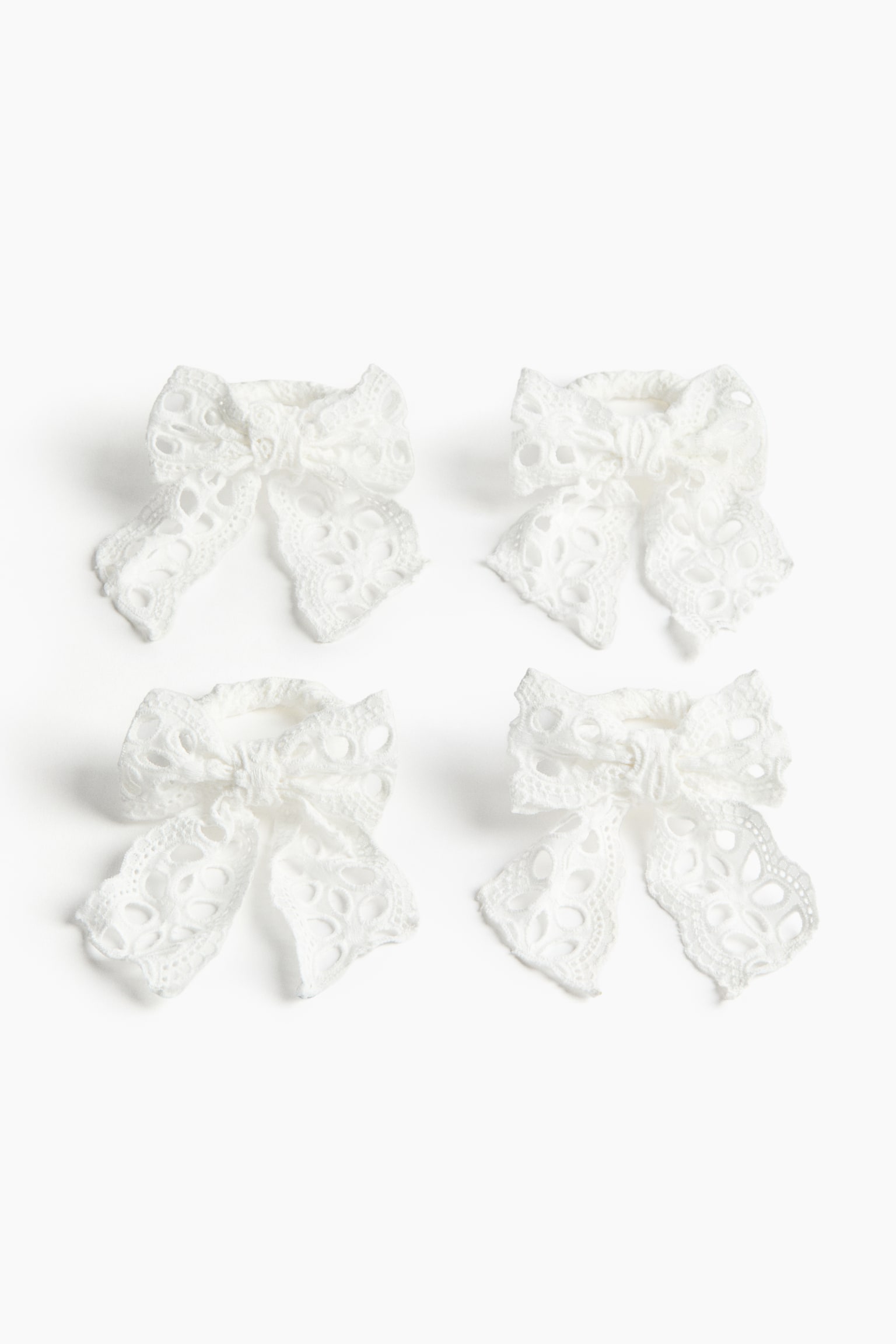 4-pack broderie anglaise napkin rings - Biały