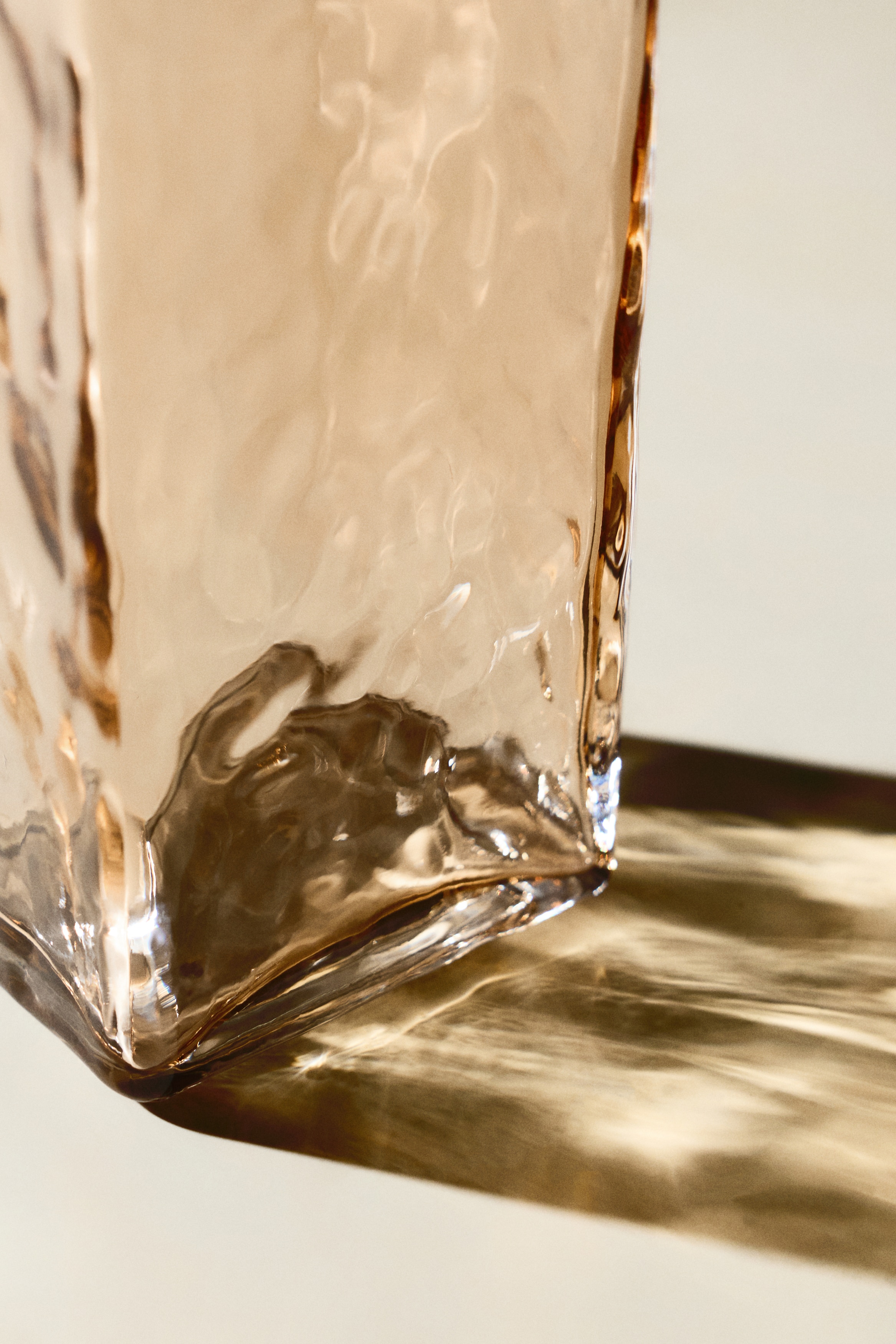Textured-Glass Vase - Light brown/Transparent