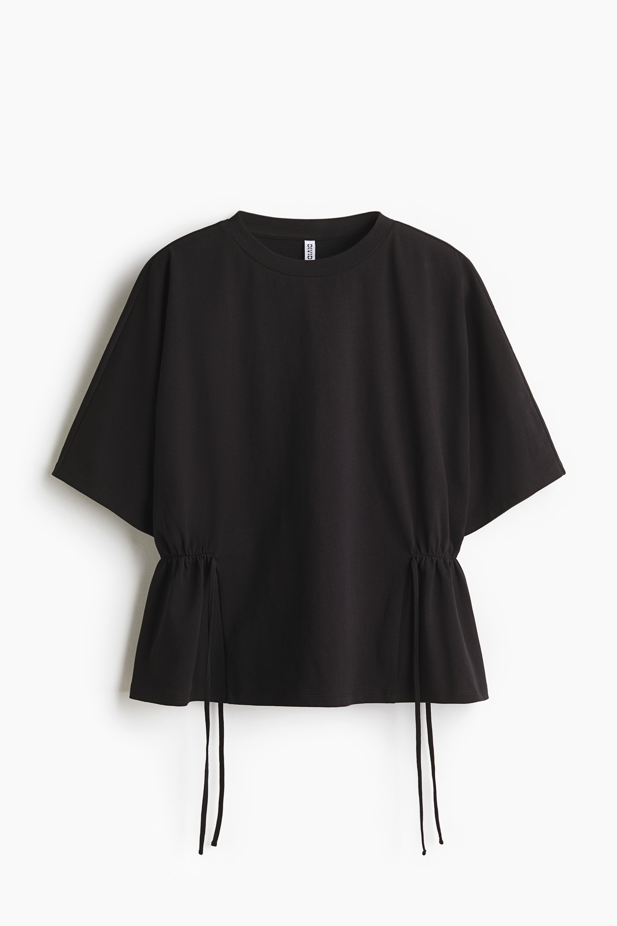 Tie-detail T-shirt - Black/Light yellow/White
