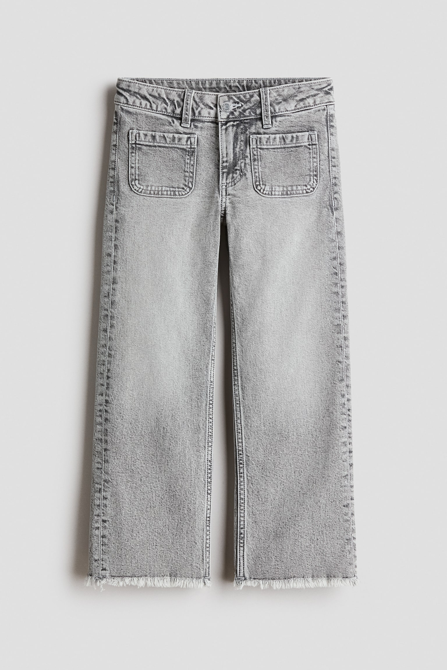 Relaxed Fit Wide Leg Ankle Jeans - Gris denim/Azul denim claro/Azul denim