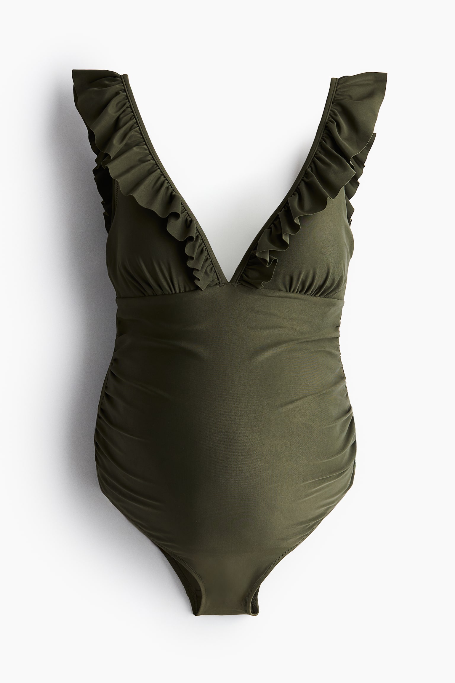 MAMA Frill Trim Swimsuit - Dark khaki green/Black - 2