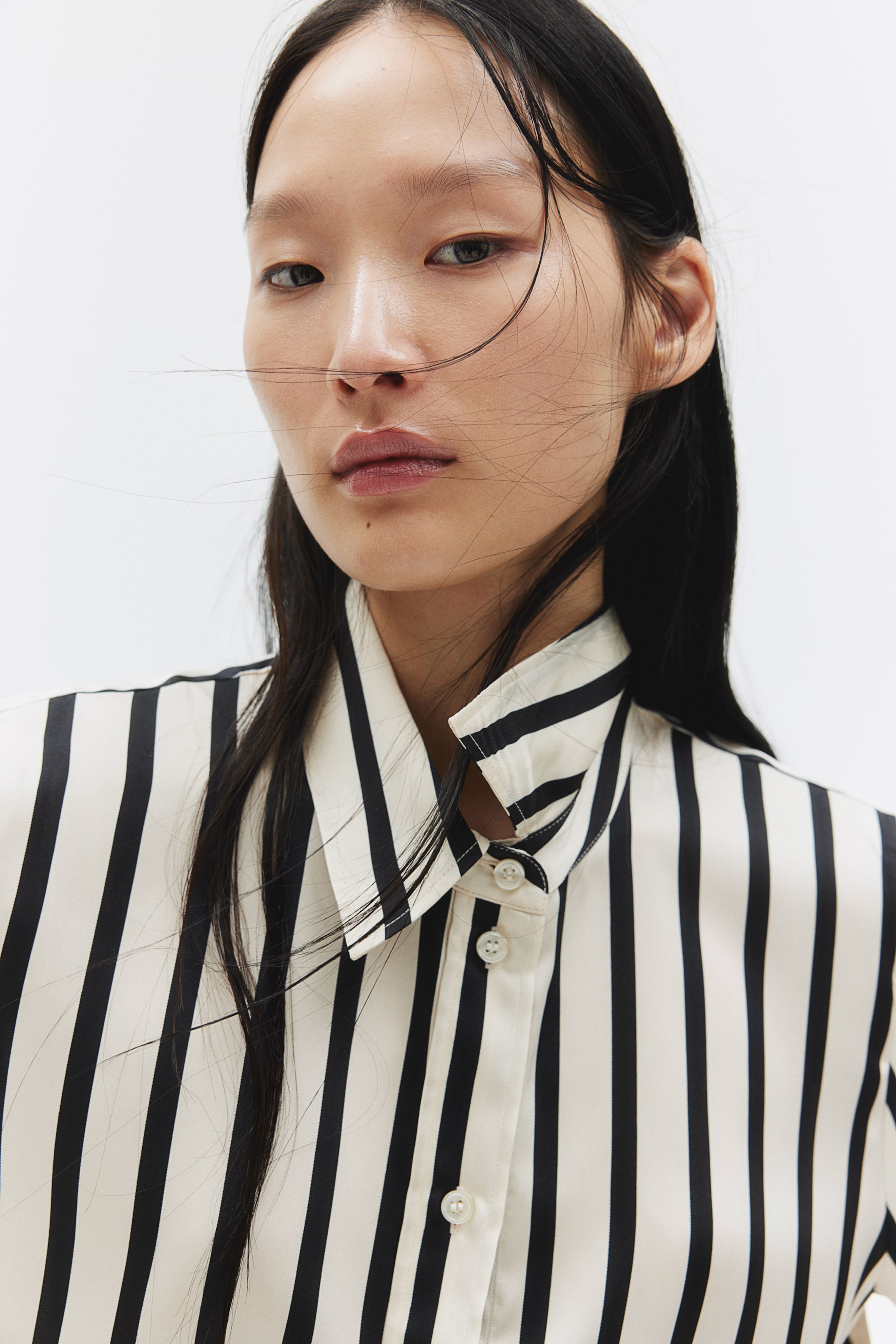 Shirt - Cream/black striped - Ladies | H&M US