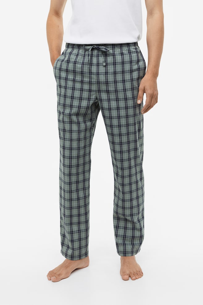 Regular Fit pyjama bottoms - Light khaki green/Checked/Blue/Checked - 3
