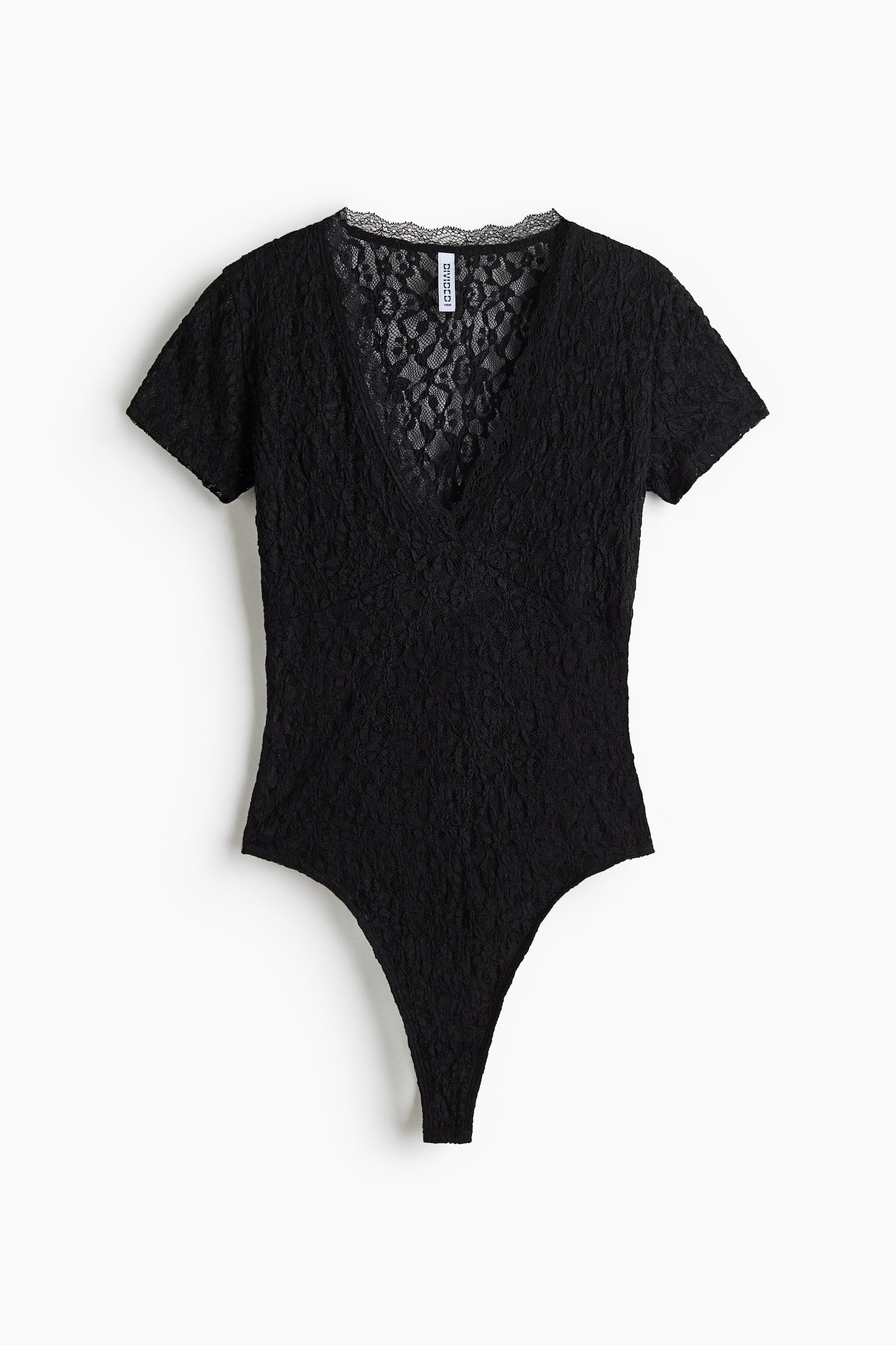 Боди Short-Sleeved, кружево — H&M, цвет: Чёрный