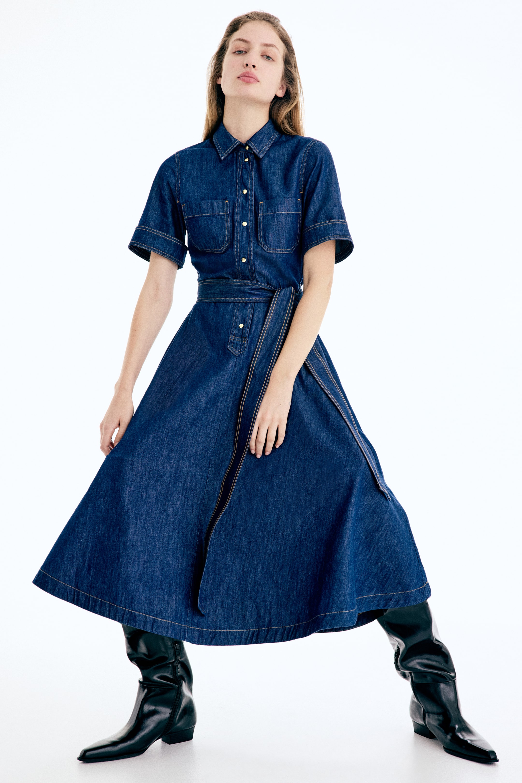 View larger image: Denim shirt dress - Dark denim blue - Ladies | H&M GB 1
