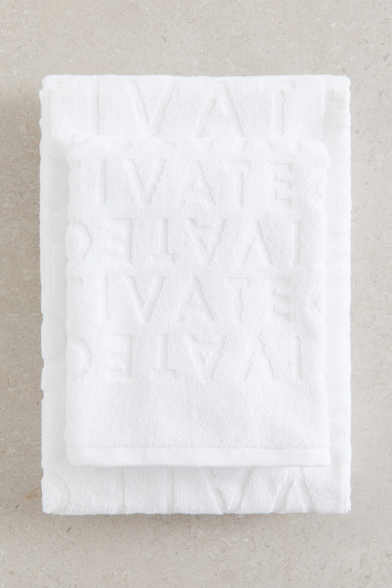 Cotton terry hand towel - White/Grey - 3