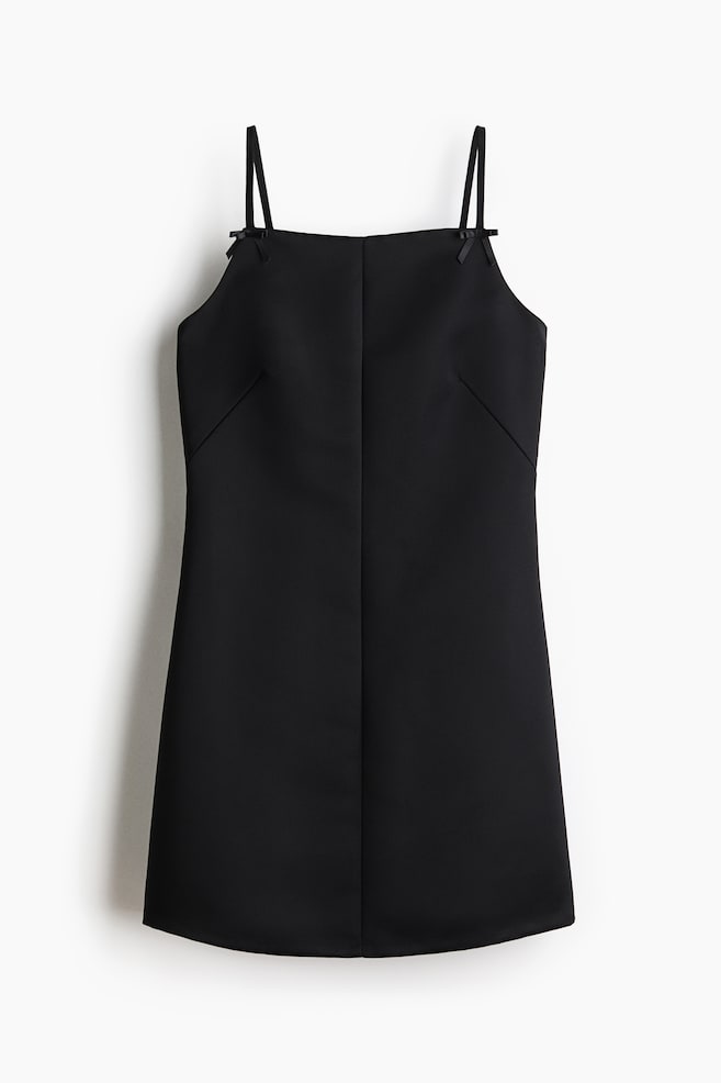 Satin strappy dress - Black - 1