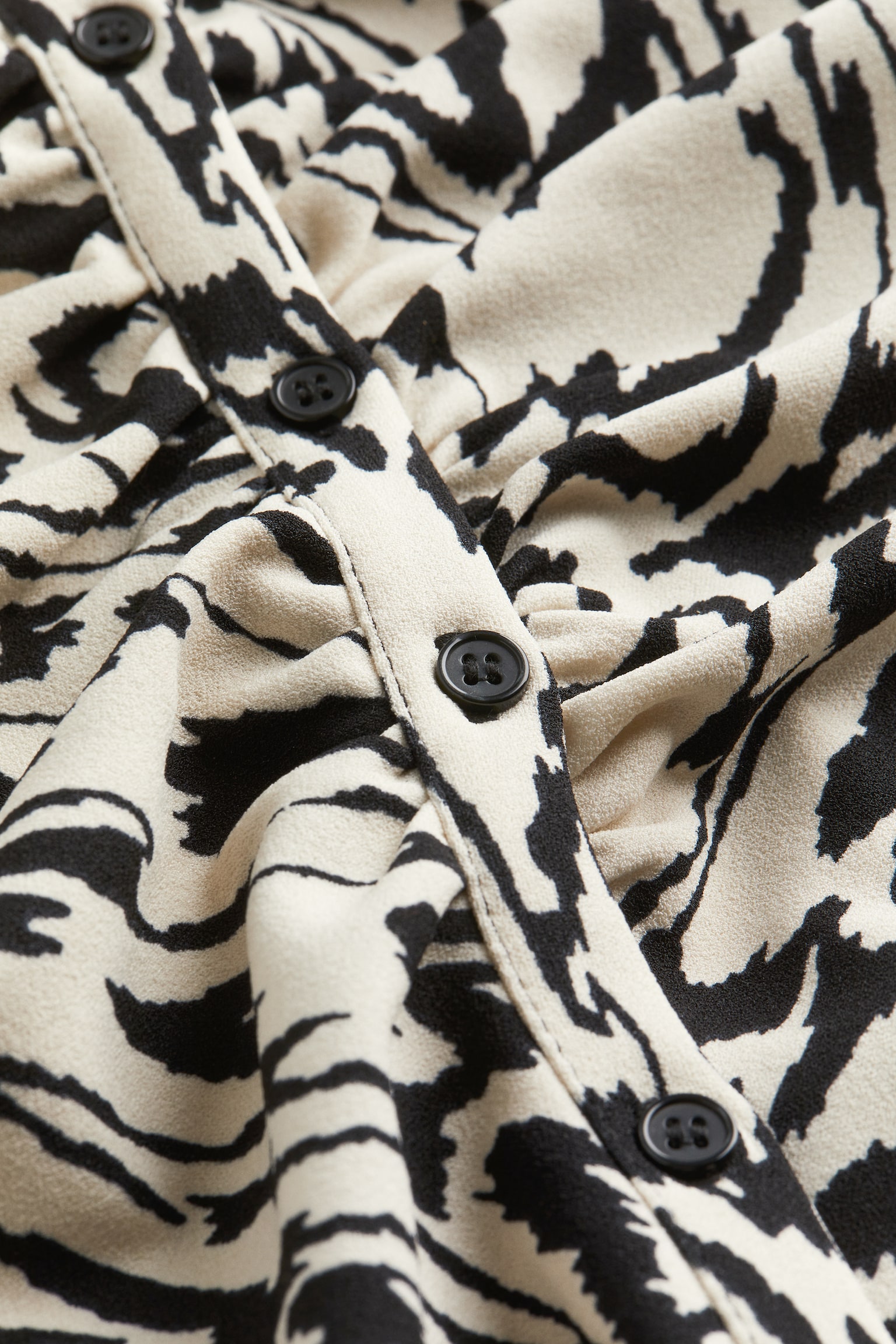 Draped Shirt Dress - Cream/Zebra print/Black/Lime green/Brown - 2