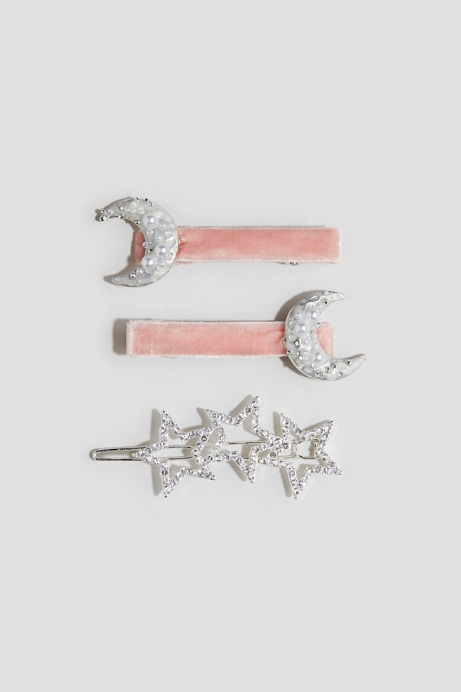 3-Pack Hair Clips - Silver-colored/light pink - 1