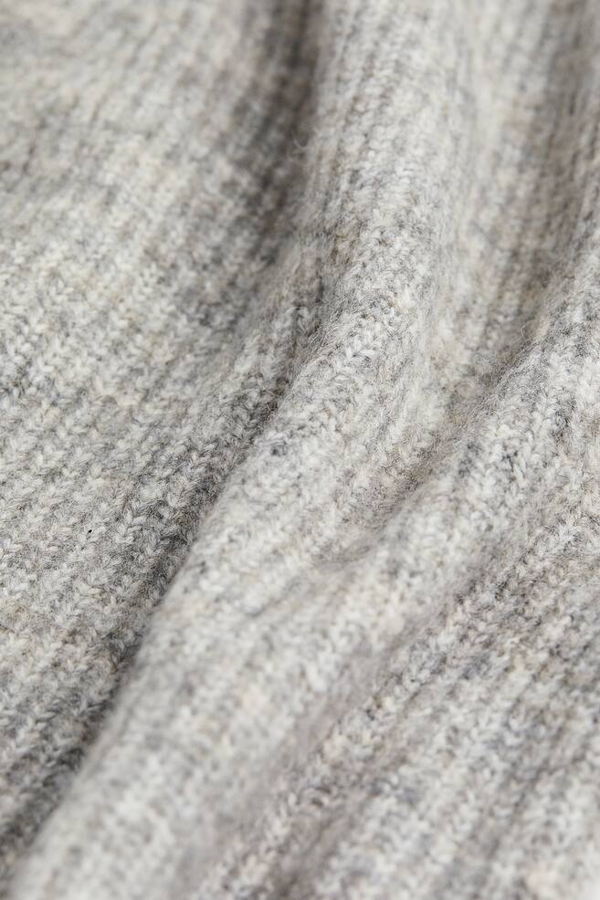 Long rib-knit cardigan - Light grey marl - 8