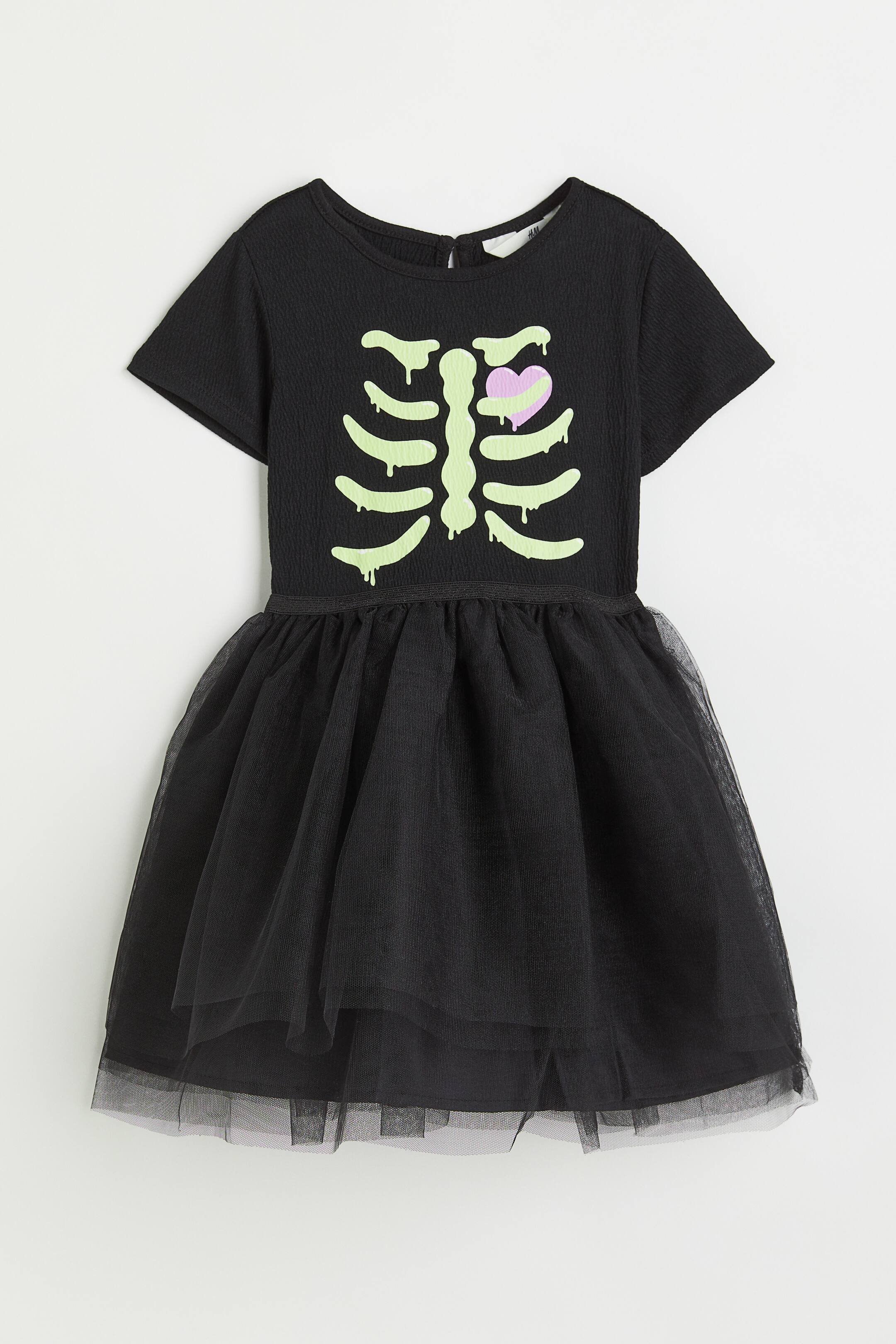 View larger image: Tulle-skirt Dress - Black/skeleton - Kids | H&M CA 1