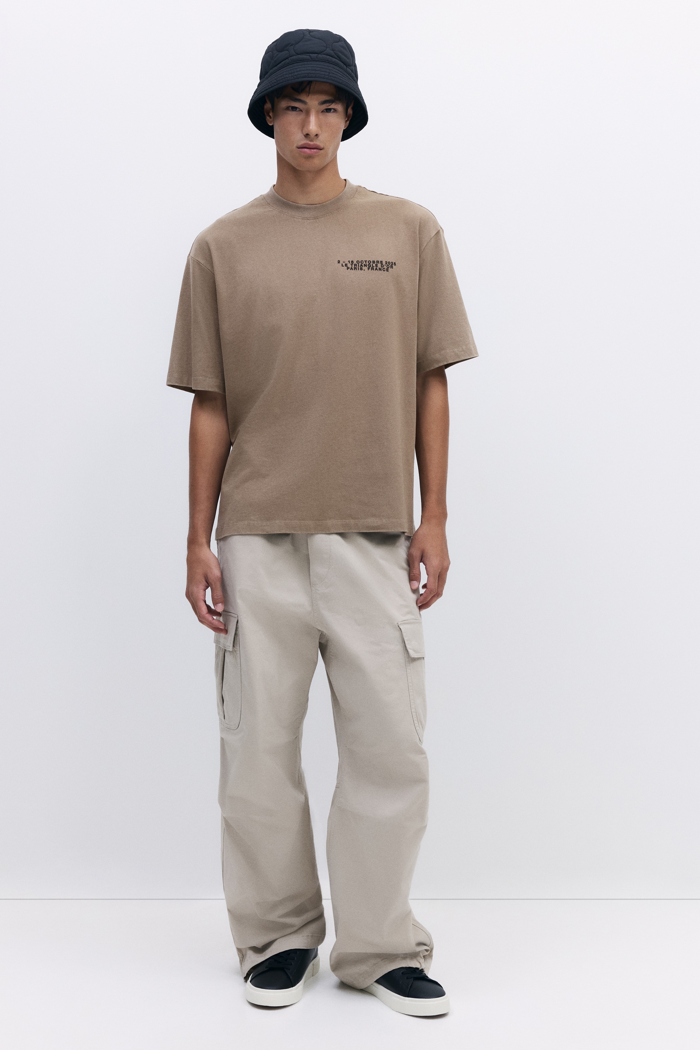 Men's Dark beige/Le Triangle d'Or Loose-Fit Washed T-Shirt | H&M US